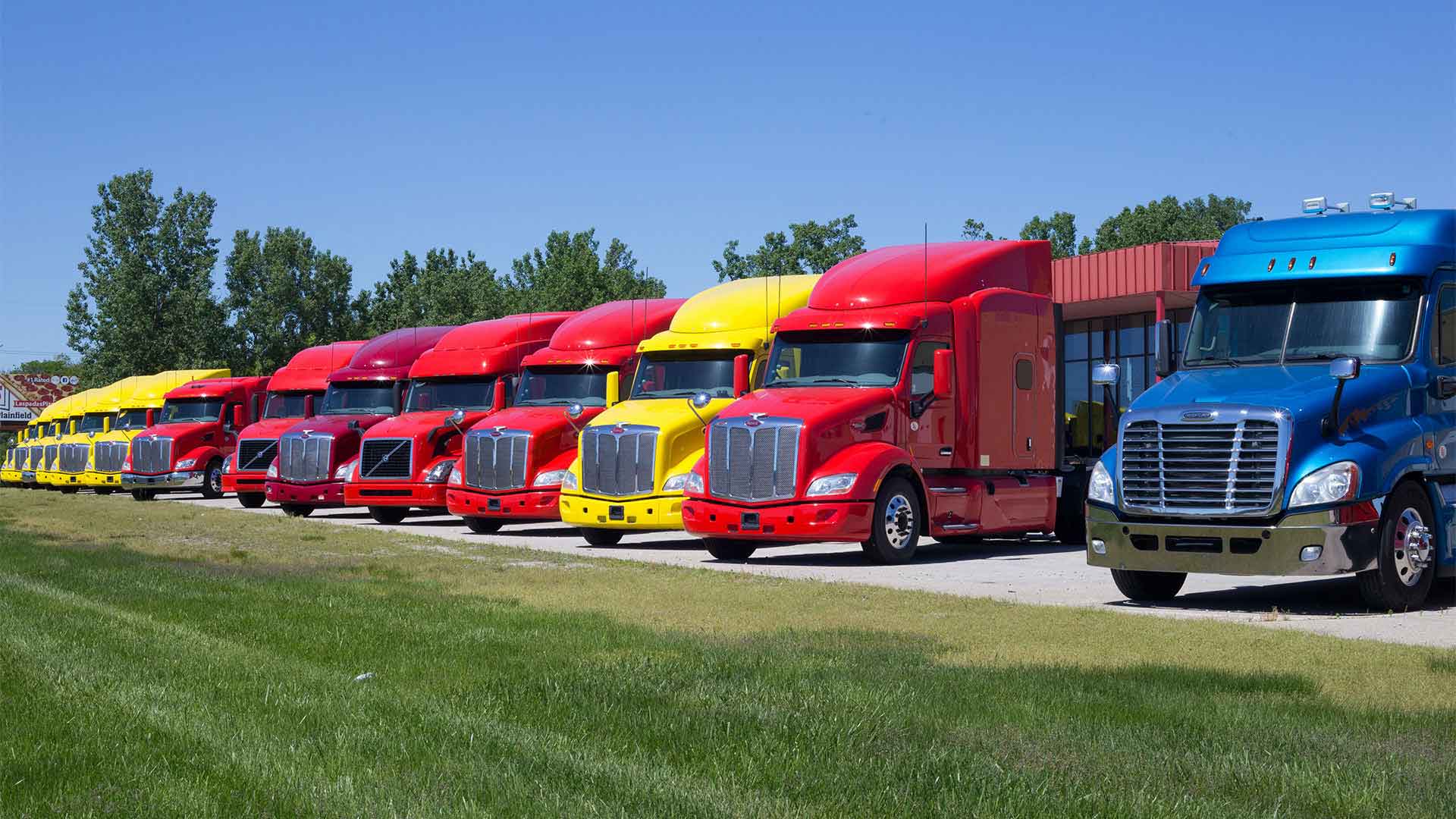 Road freight trucks ready for logistics operations